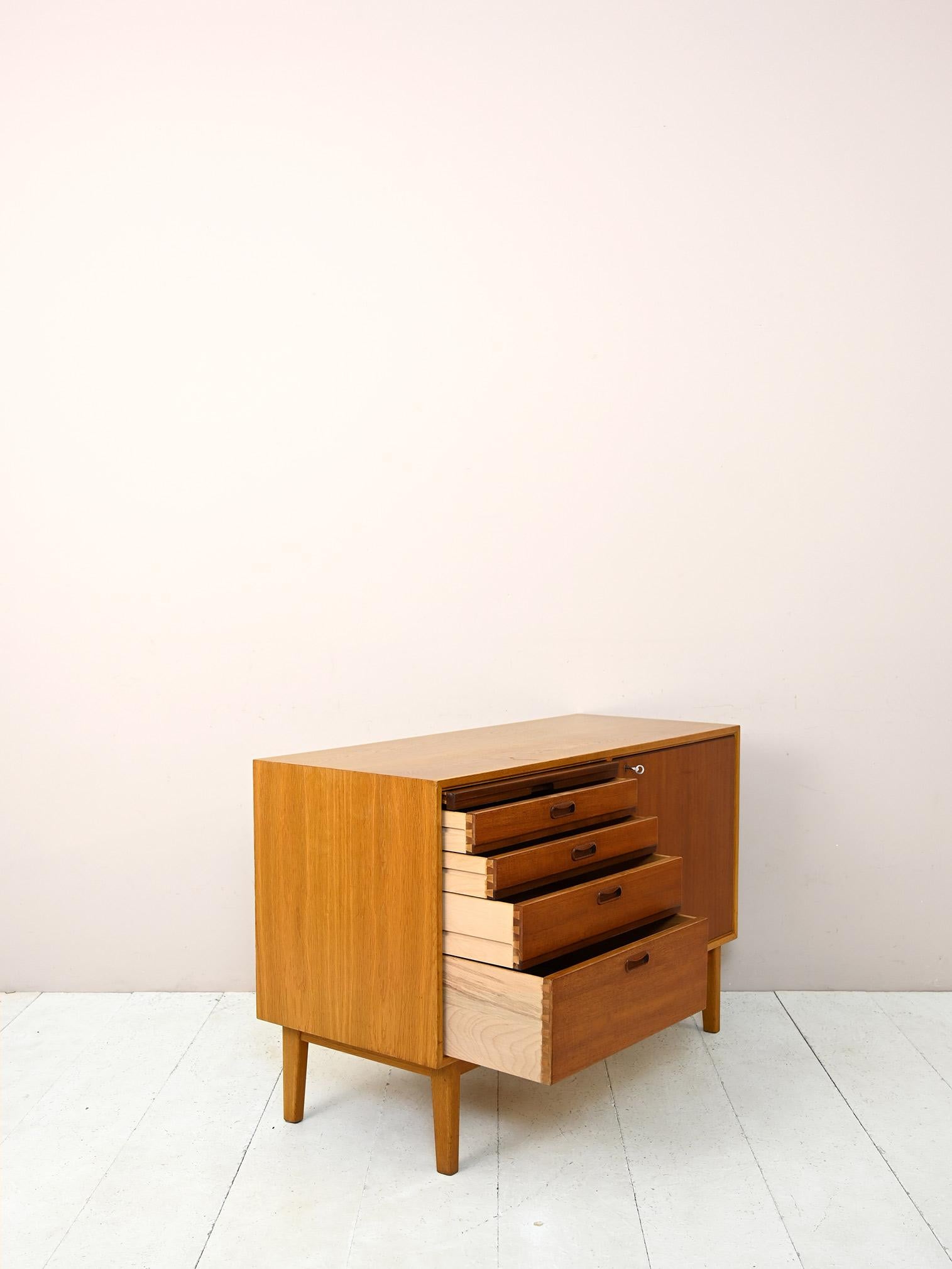 Mid-20th Century Small Scandinavian Sideboard with Pull-Out Top For Sale