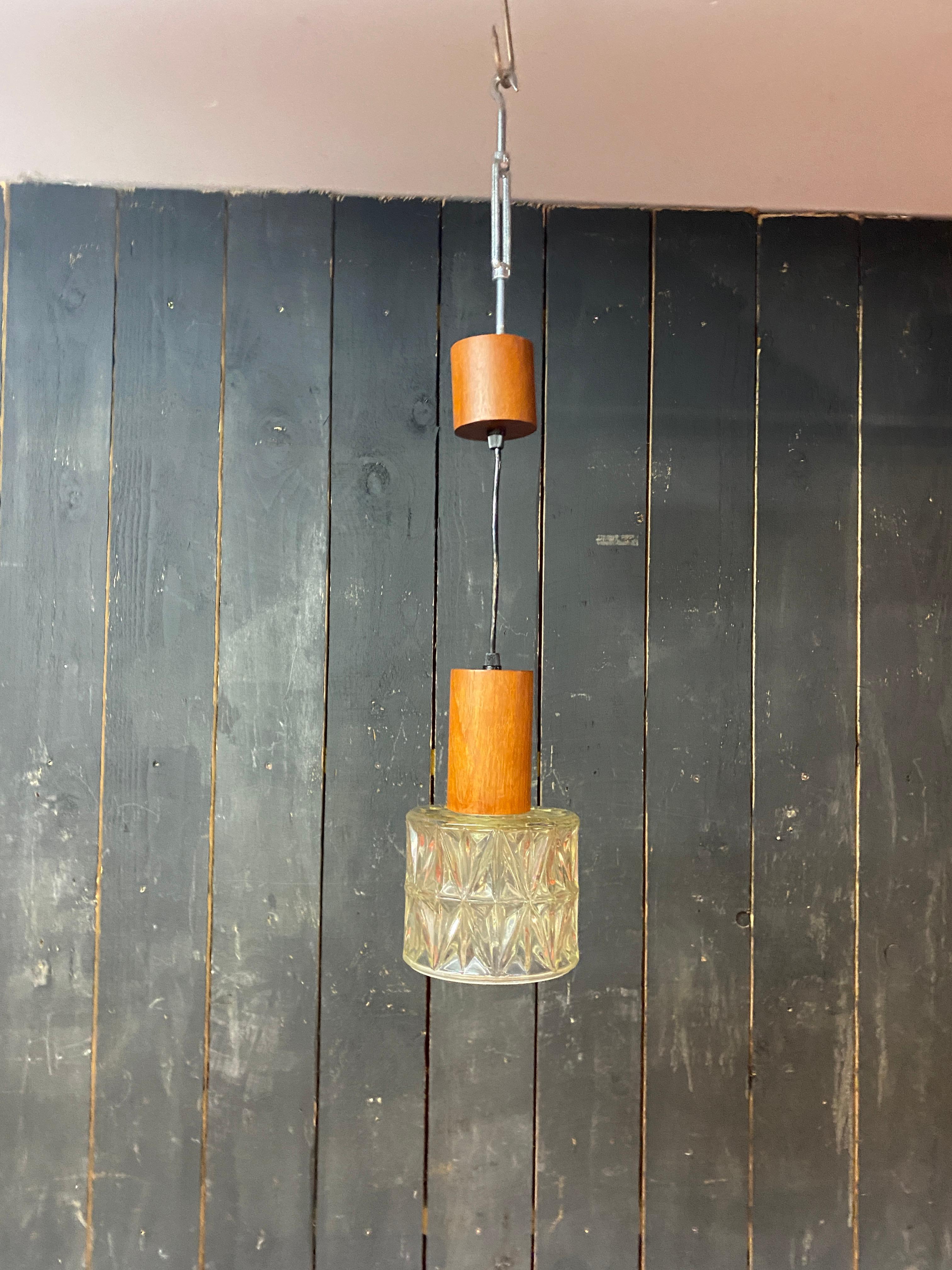 small Scandinavian style lantern, circa 1960
teak and molded glass
