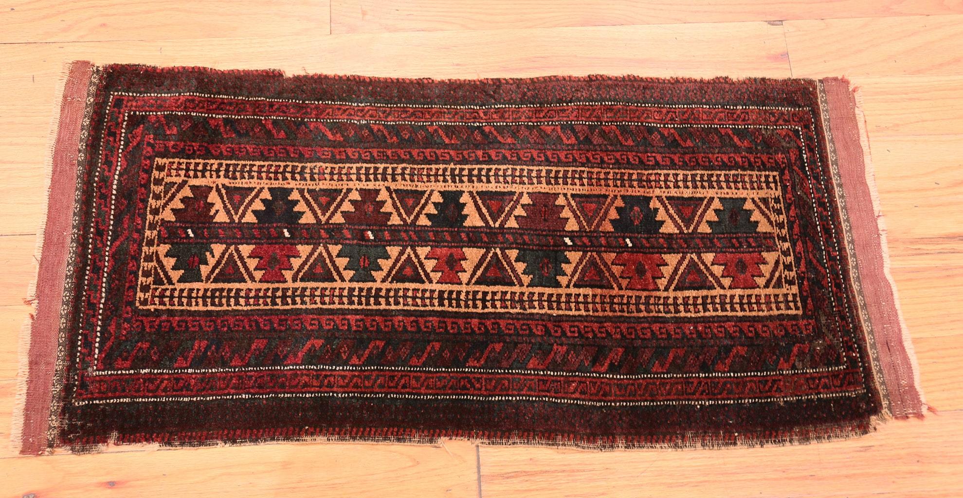 Hand-Knotted Small Scatter Size Antique Persian Baluch Rug
