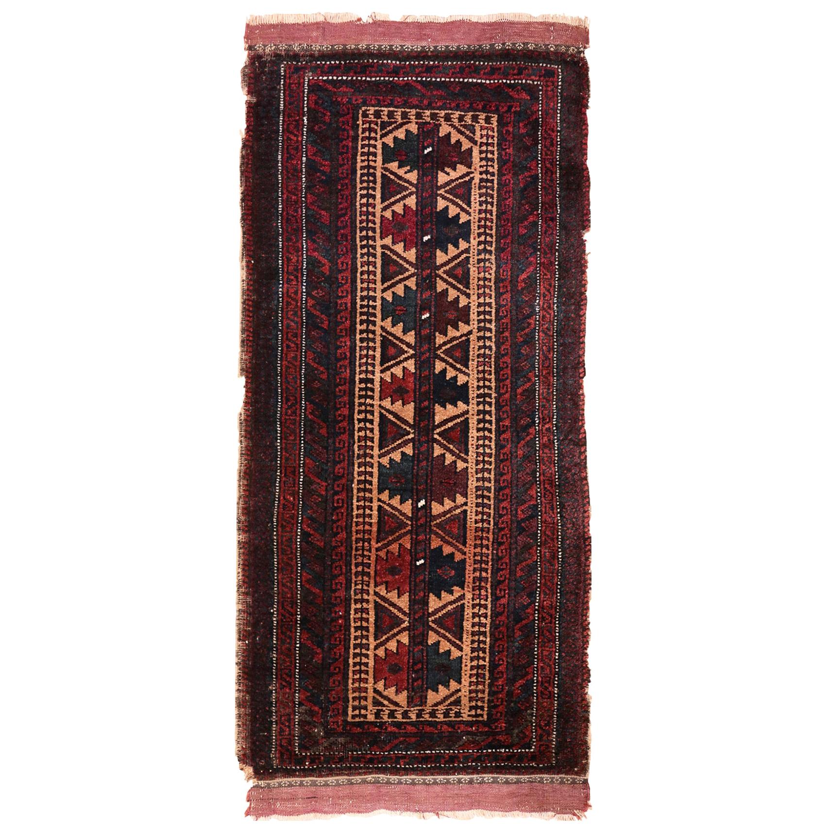 Small Scatter Size Antique Persian Baluch Rug