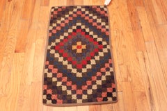 Small Scatter Size Bold Geometric Antique American Hooked Rug 1'9" x 3'3"