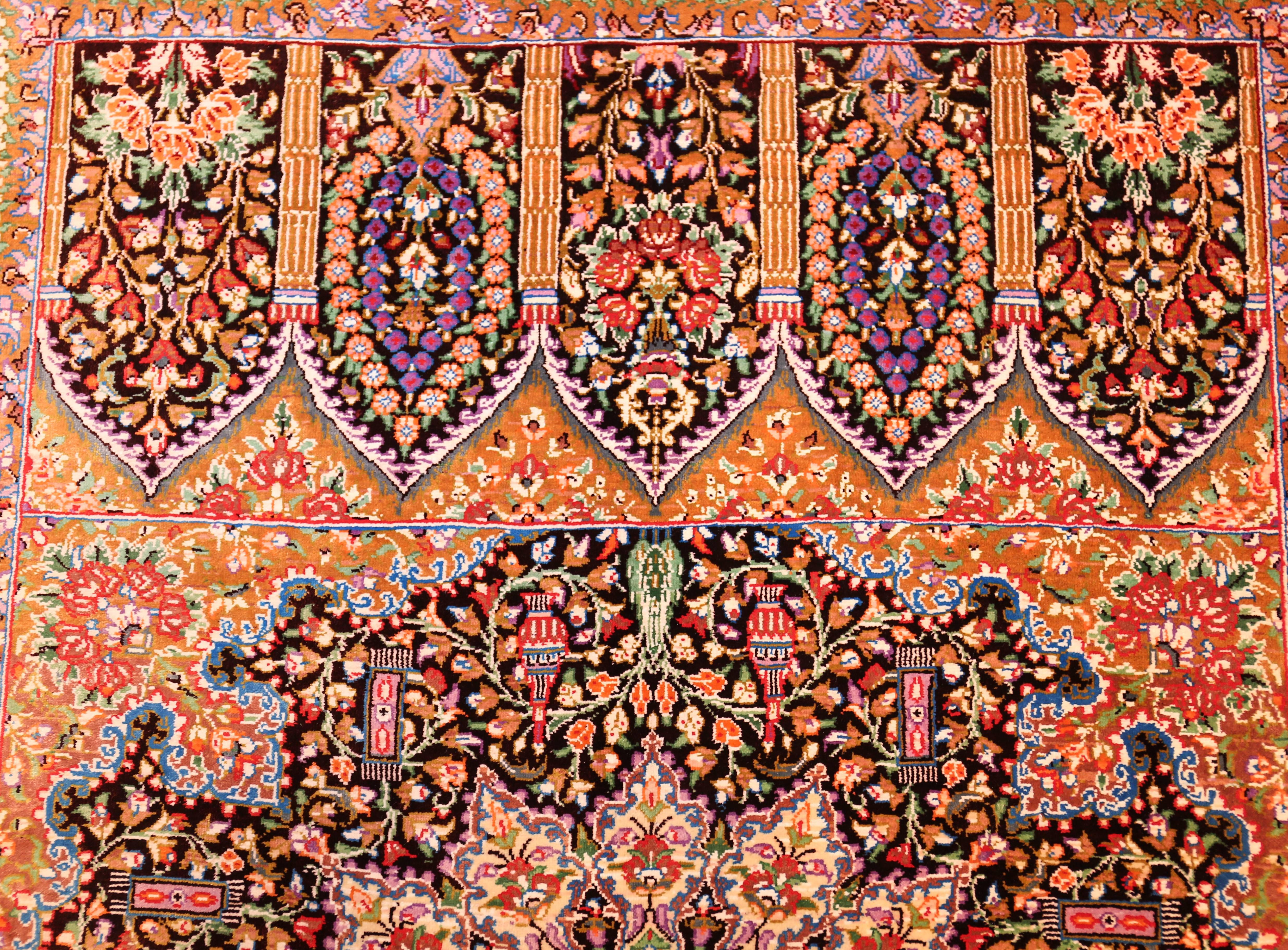 Modern Silk Persian Qum Rug. Size: 2 ft 8 in x 4 ft For Sale 3