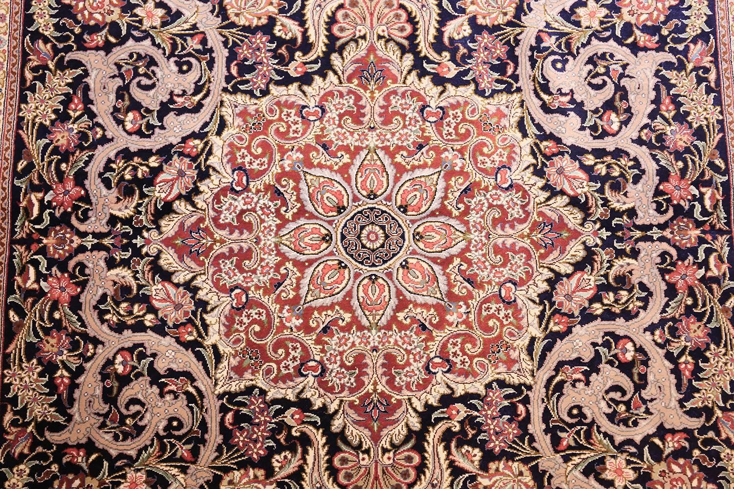 Silk Persian Qum Rug. Size: 3 ft 4 in x 5 ft  For Sale 1