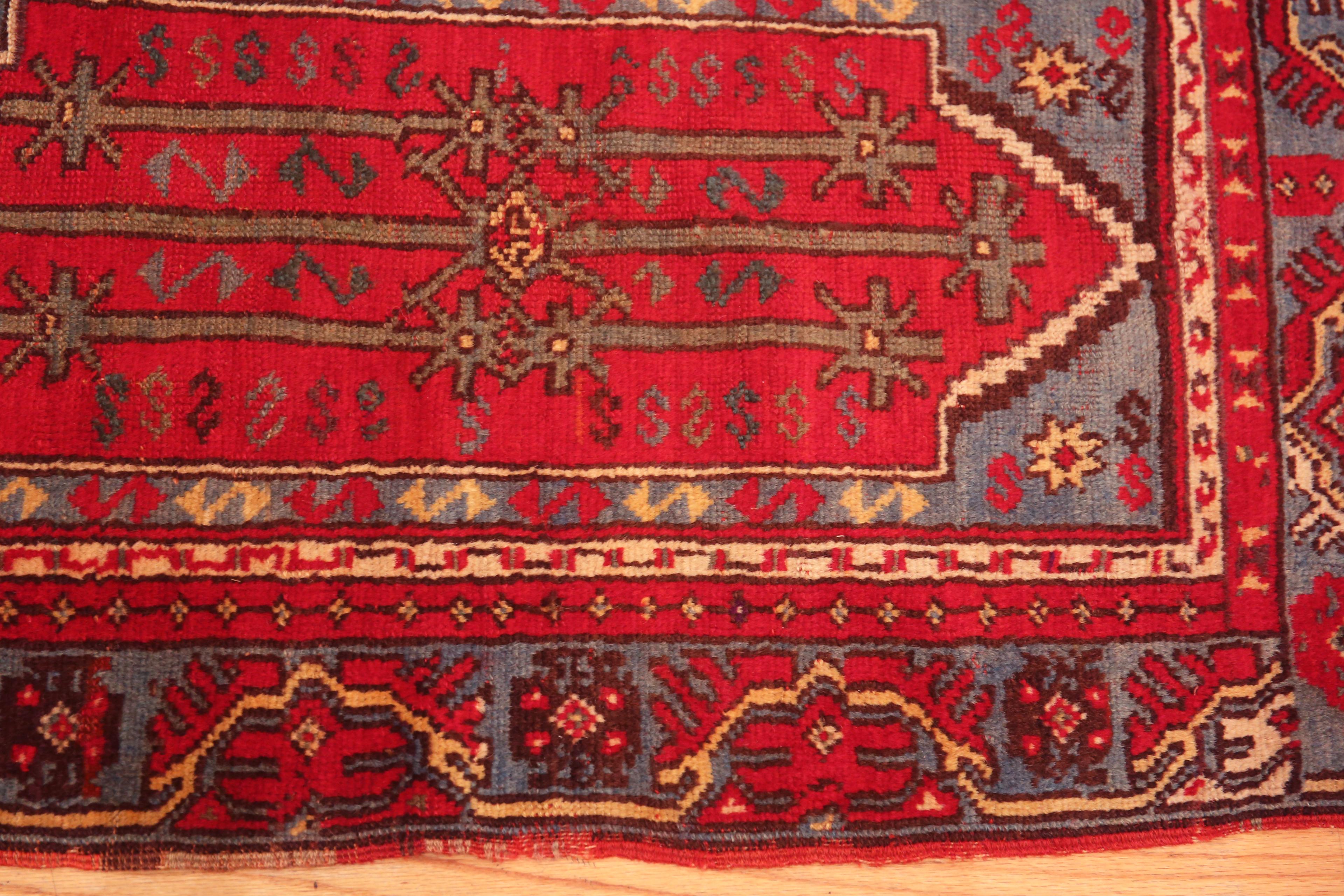 Noué à la main Petit tapis turc Yastic tribal géométrique antique 1'11