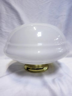 Small Schoolhouse Banded Oval Shape Ceiling Glass Globe Pendant