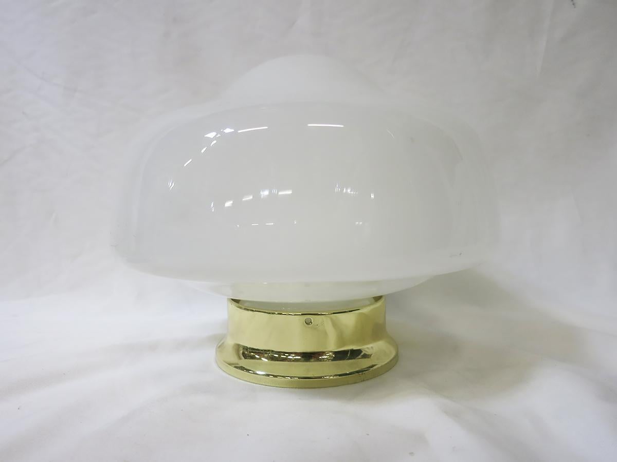Mid-Century Modern Small Schoolhouse Bell Shape Ceiling Glass Globe Pendant For Sale