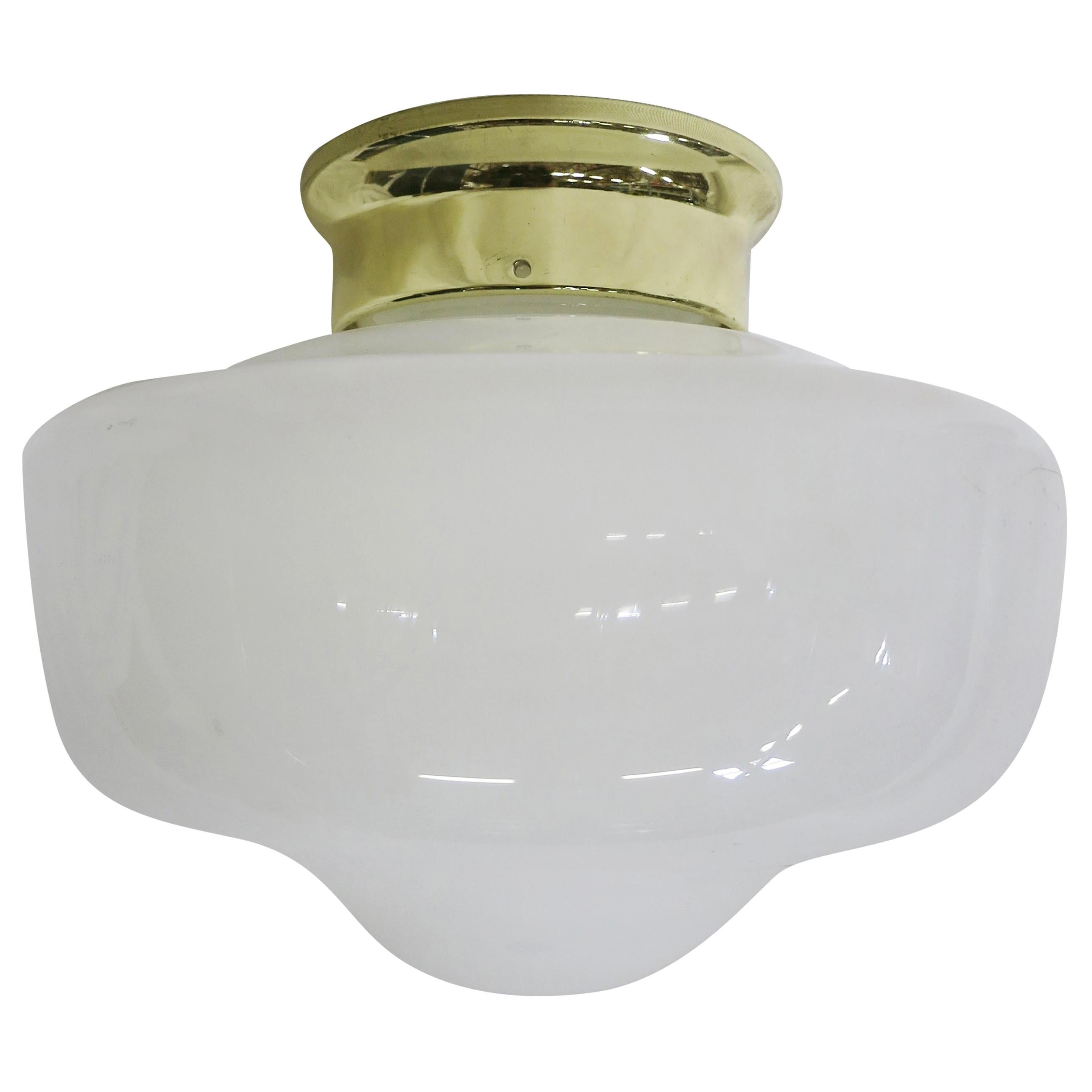 Small Schoolhouse Bell Shape Ceiling Glass Globe Pendant For Sale