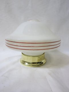 Small Schoolhouse Bell Shape Red "Saturn Rings" Ceiling Glass Globe Pendant