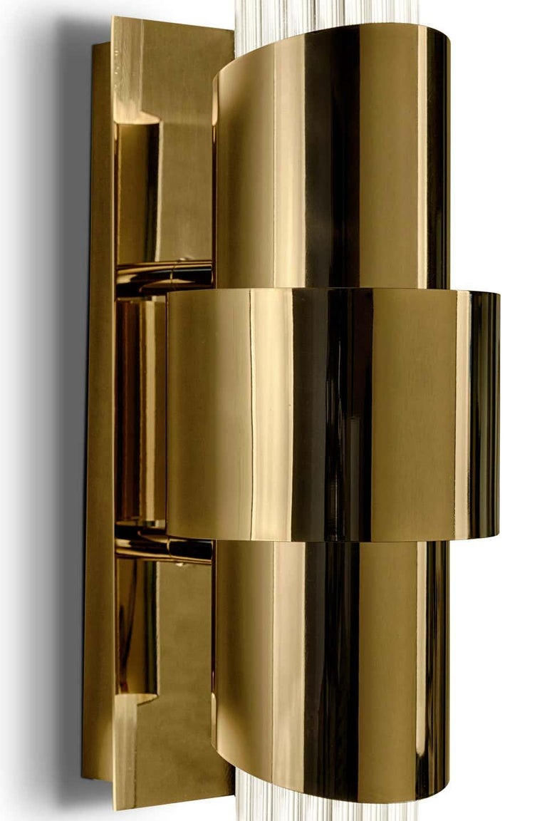 Small Sconce in Gold-Plated Brass and Crystal Glass For Sale at 1stDibs
