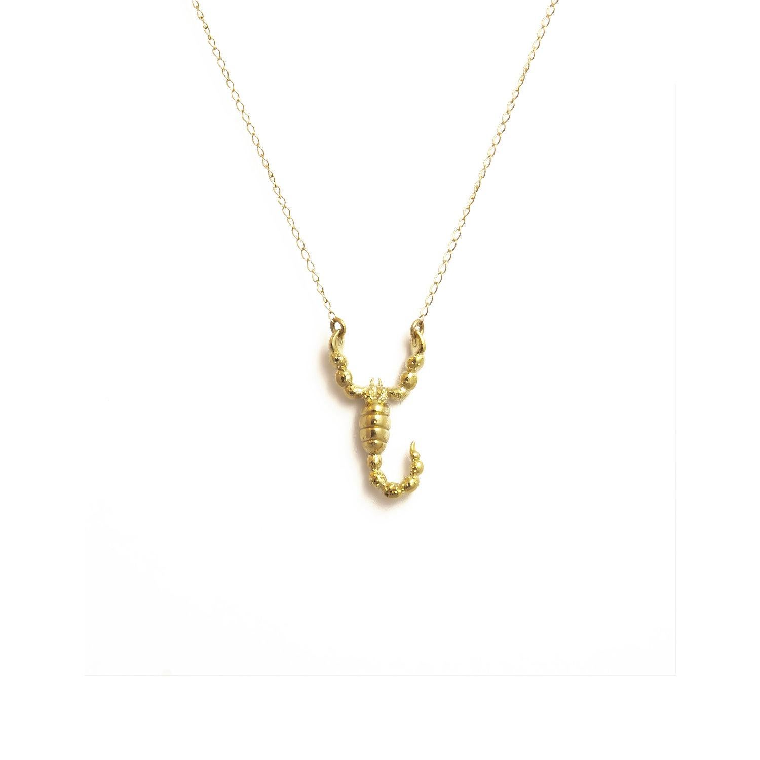 Artist JHERWITT 14k Solid Gold Small Scorpion Pendant  Necklace For Sale