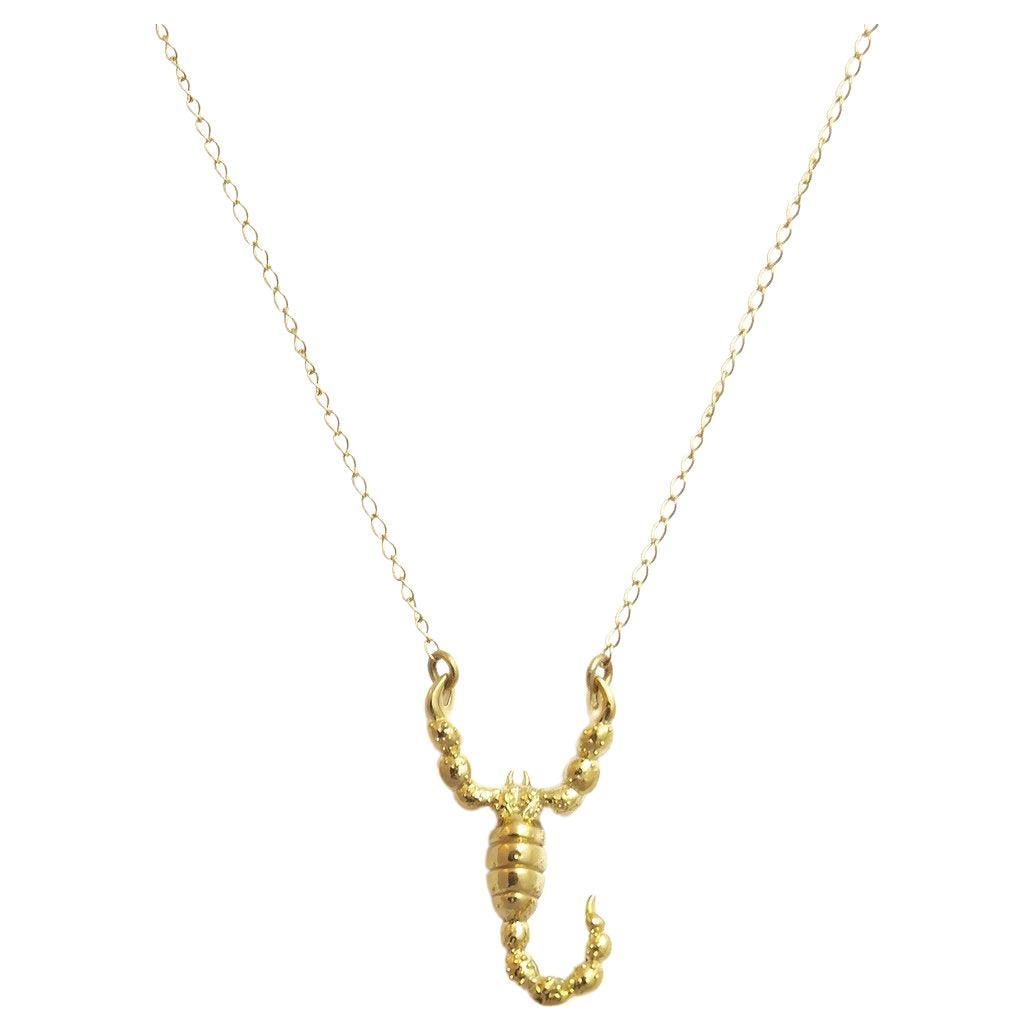 JHERWITT 14k Solid Gold Small Scorpion Pendant  Necklace For Sale