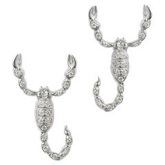JHERWITT Diamond 14k White Gold Small Scorpion Stud Earrings 