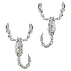 JHERWITT Diamond 14k White Gold Small Scorpion Stud Earrings