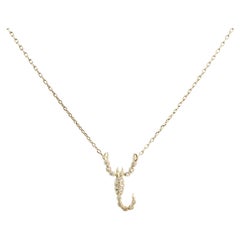JHERWITT Diamant 14k Gelbgold Halskette mit kleinem Skorpion-Anhänger 