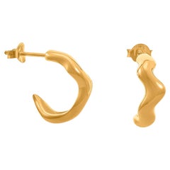 Small Scribble Hoop Earrings, 18 Carat Gold Plated Recycled Silver 