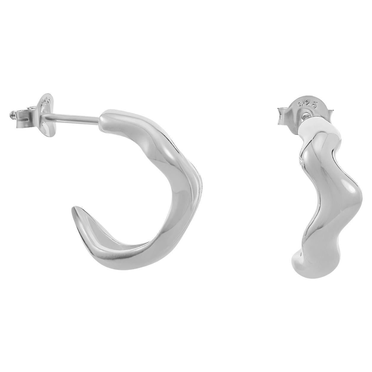 Abstract Dangle Hoop Earrings in Recycled Silver For Sale at 1stDibs