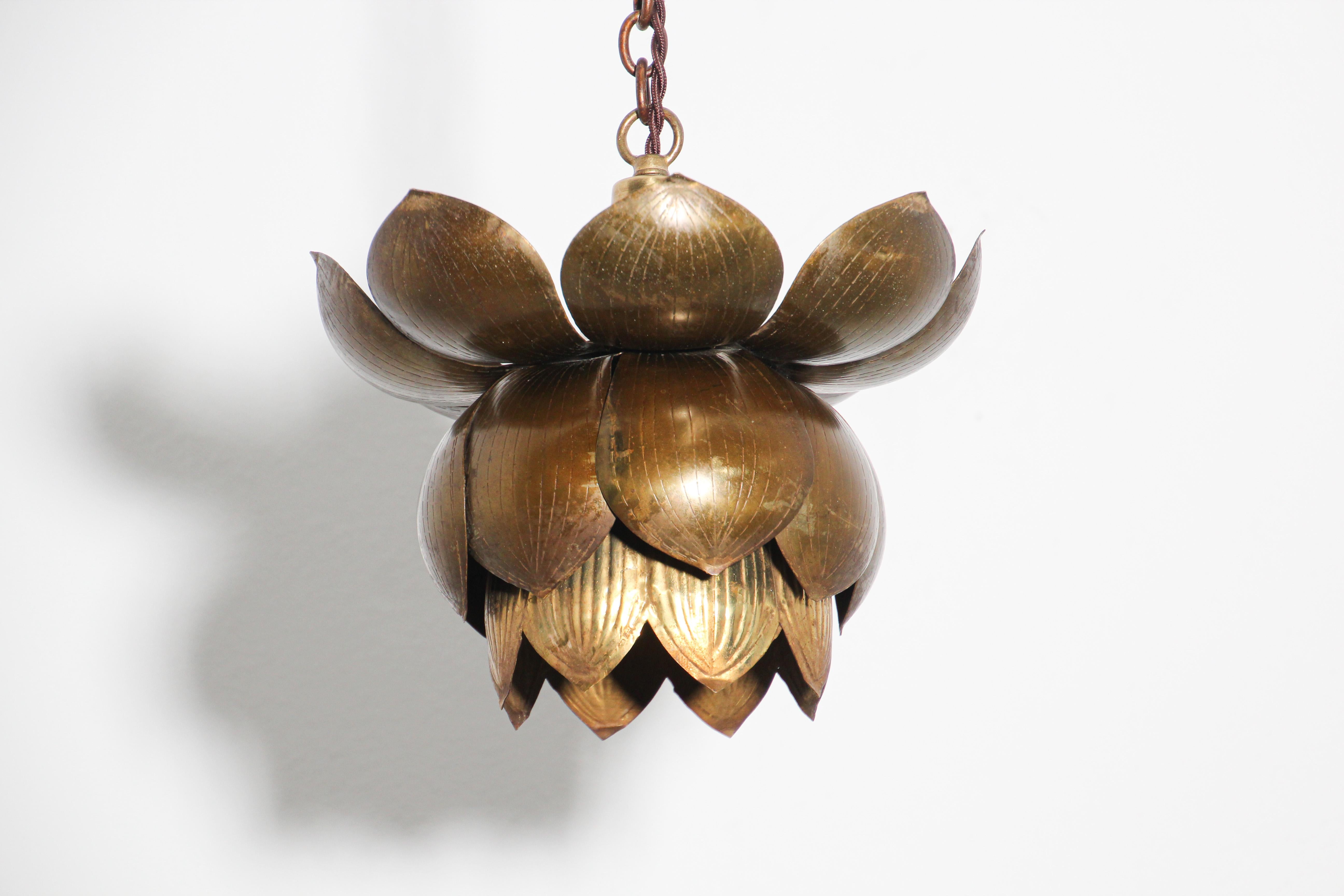brass flower pendant light