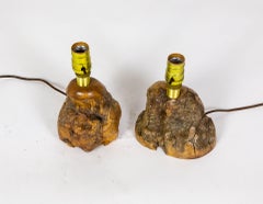 Small Sculptural Burl Wood Lamps (pair)