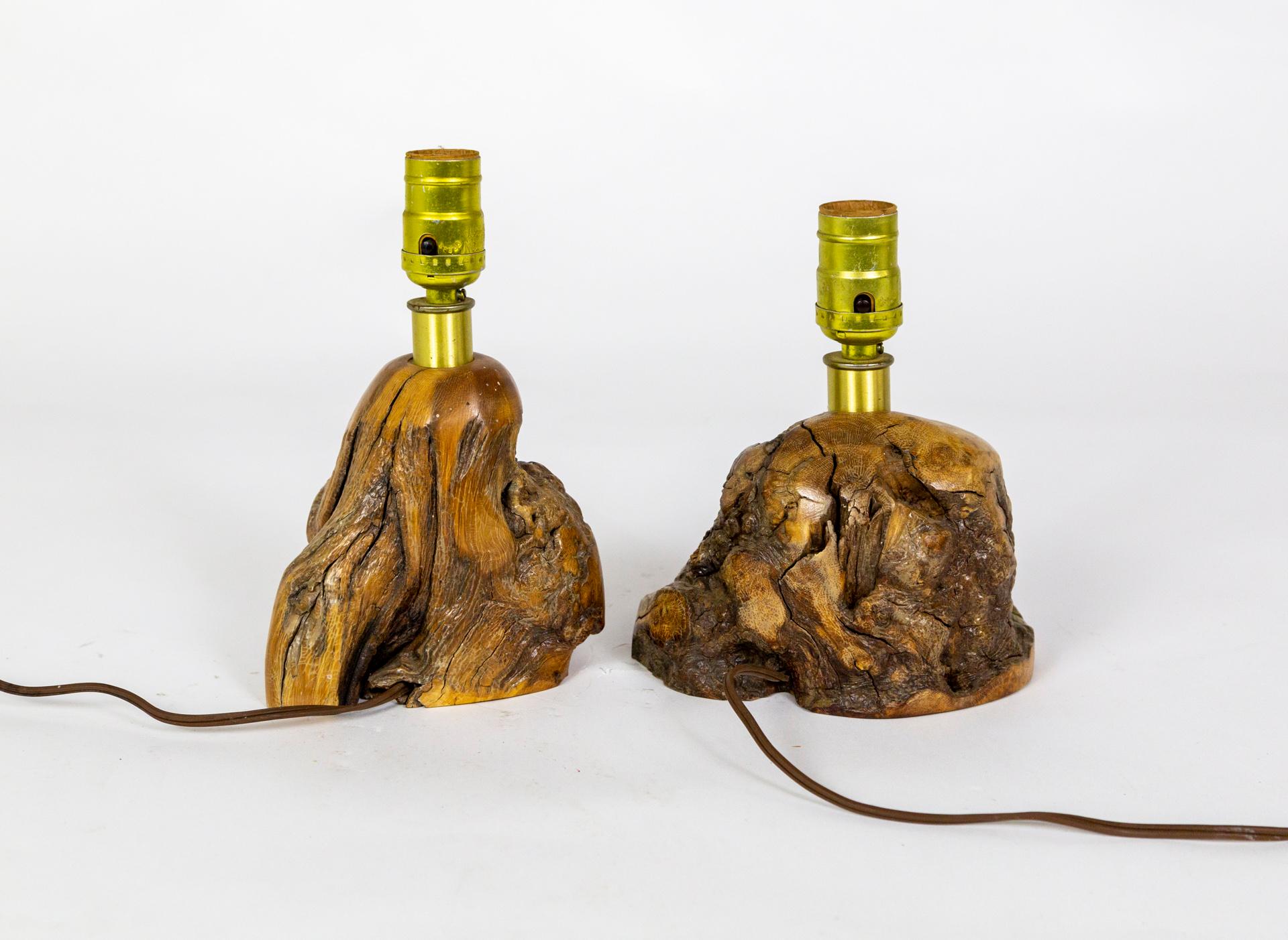 Small Sculptural Burl Wood Lamps (pair) In Good Condition For Sale In San Francisco, CA