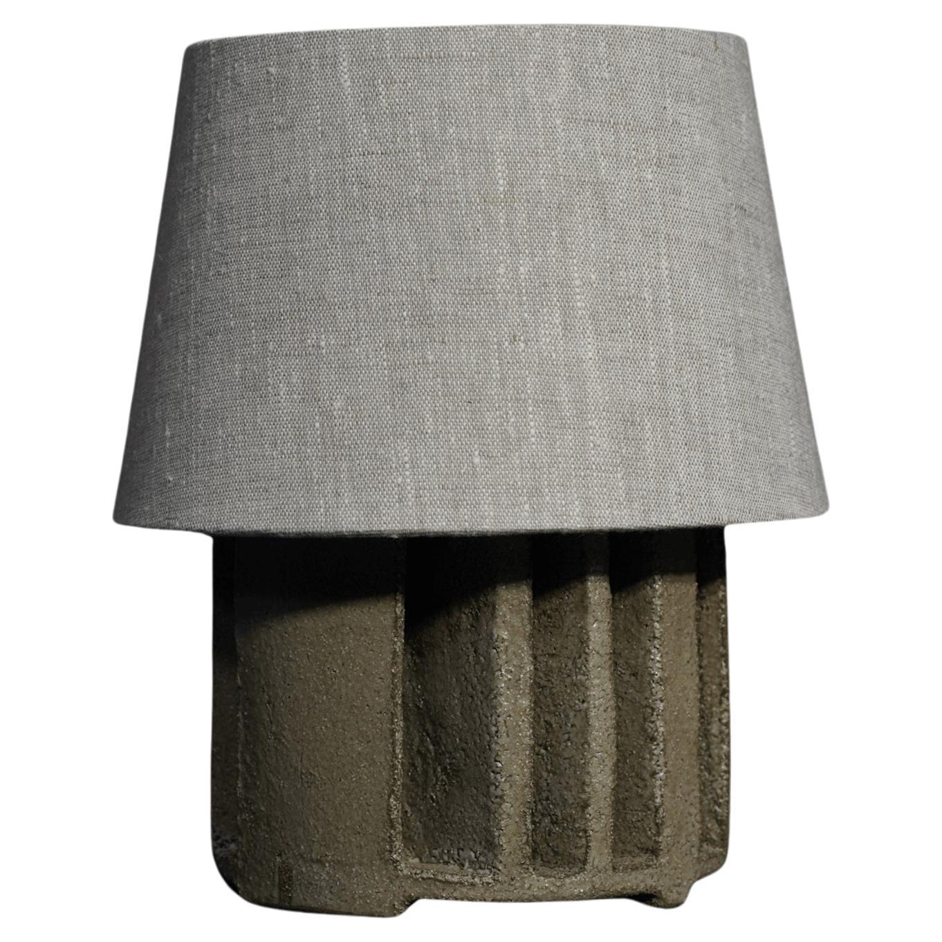 Small Sculptural “I” Ceramic Table Lamp, Lichen