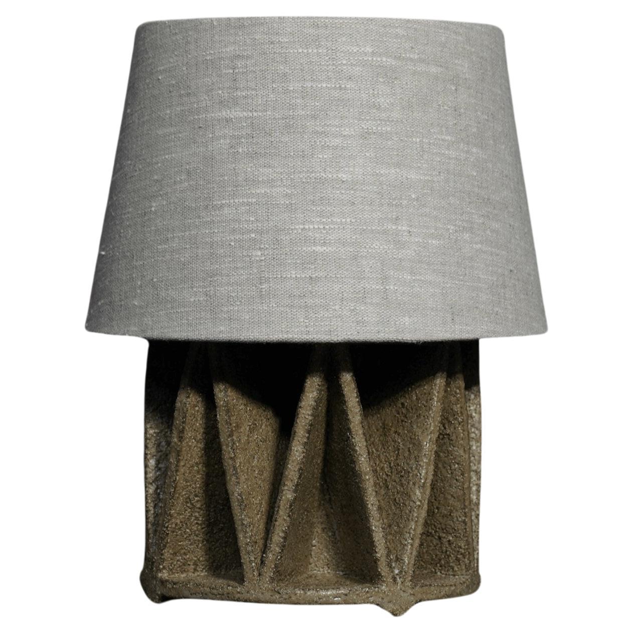 Small Sculptural “V” Ceramic Table Lamp, Lichen For Sale
