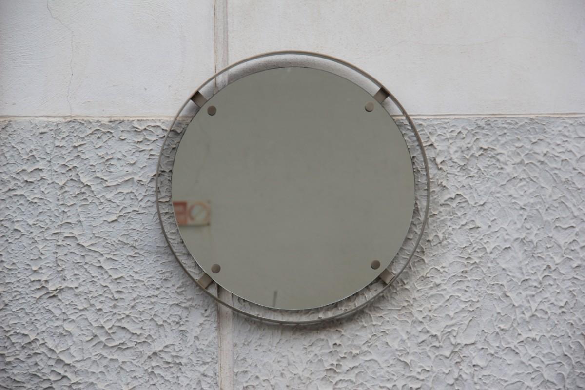 Small Sculpture Console with Mirror in White Lacquered Wood and Satin Steel In Good Condition For Sale In Palermo, Sicily