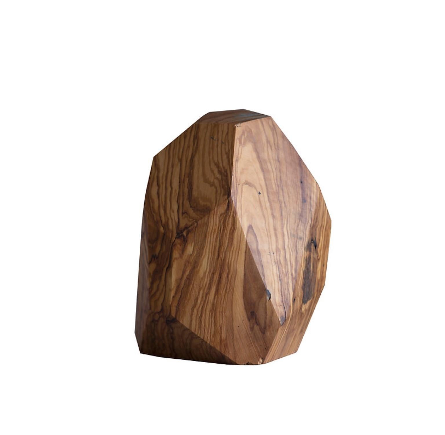 Modern Small Sculpture in Olive Wood by Rectangle Studio For Sale