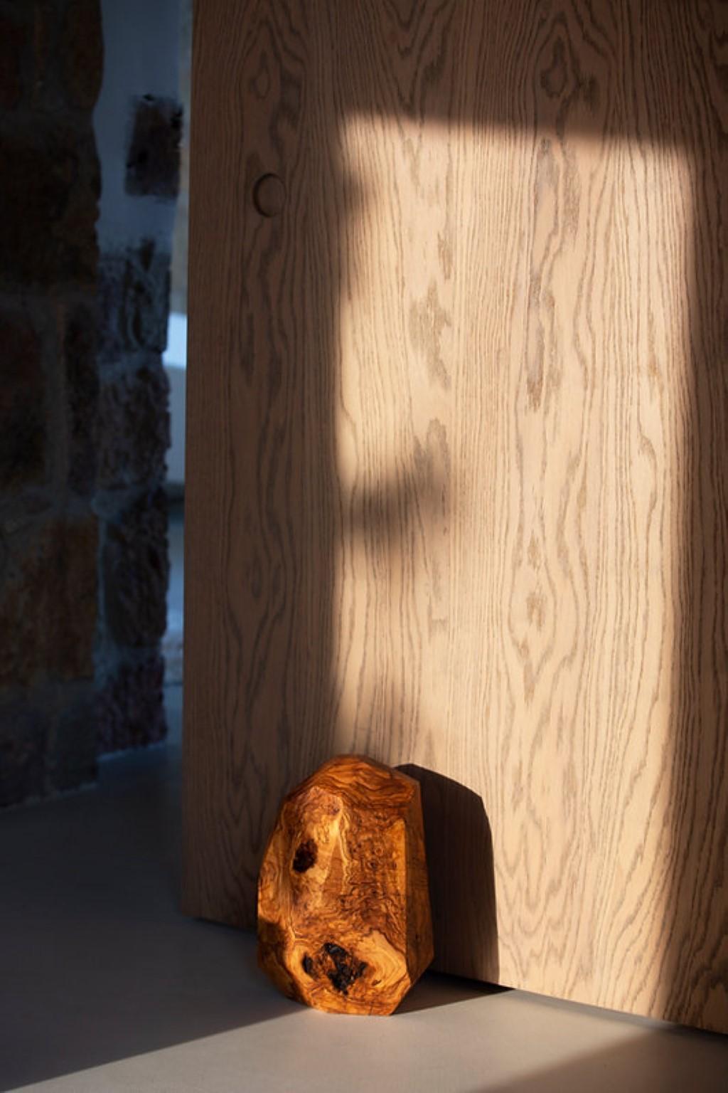 Contemporary Small Sculpture in Olive Wood by Rectangle Studio