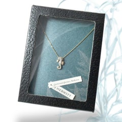JHERWITT Diamond 14k Yellow Gold Small Seahorse Pendant Necklace