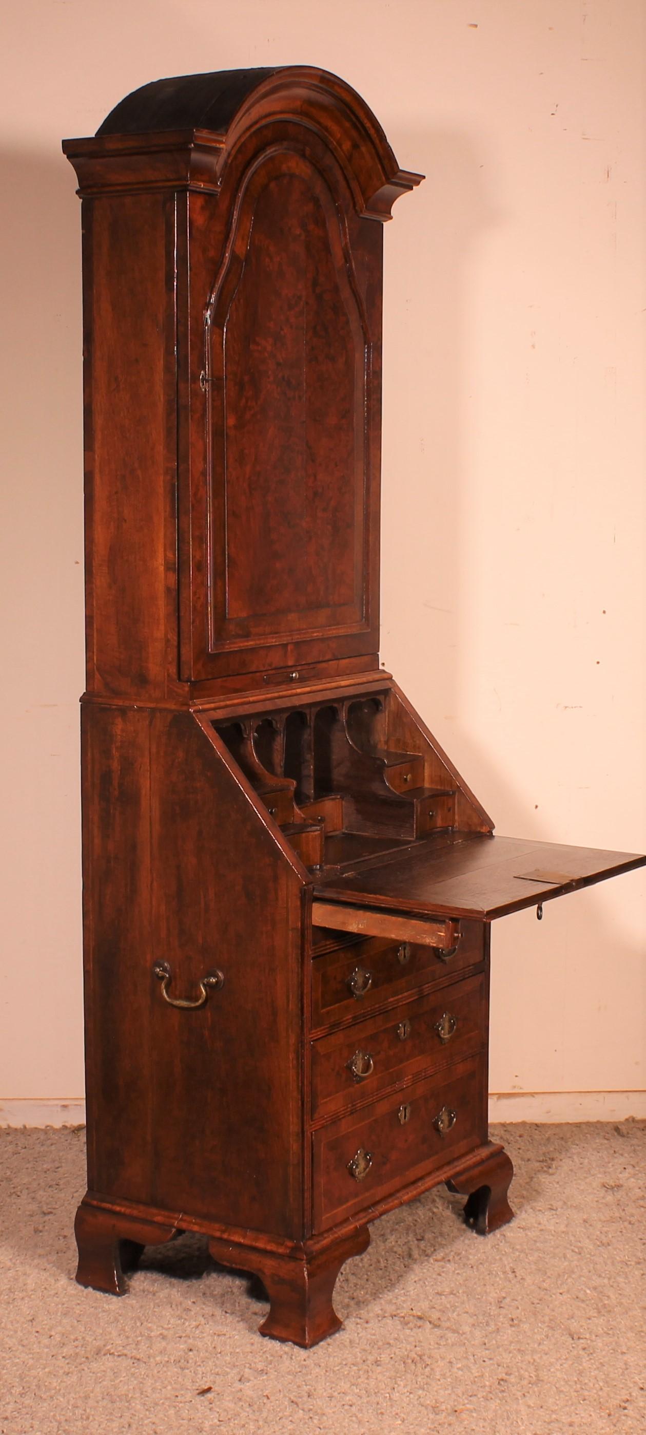 Small Secretary or Cabinet in Burl Walnut with Dome, 18 ° Century For Sale 5