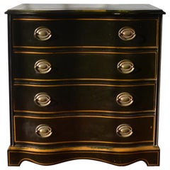 Vintage Small Serpentine Chest of Drawers or Dresser in Ebony Style Finish