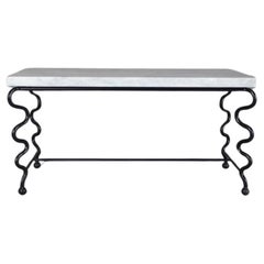 Small 'Serpentine' Coffee Table with Carrara Marble Top