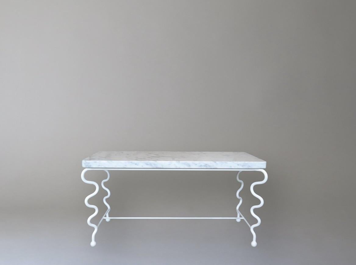 Small 'Serpentine' Coffee Table with Carrara Marble Top In New Condition For Sale In Washington, DC