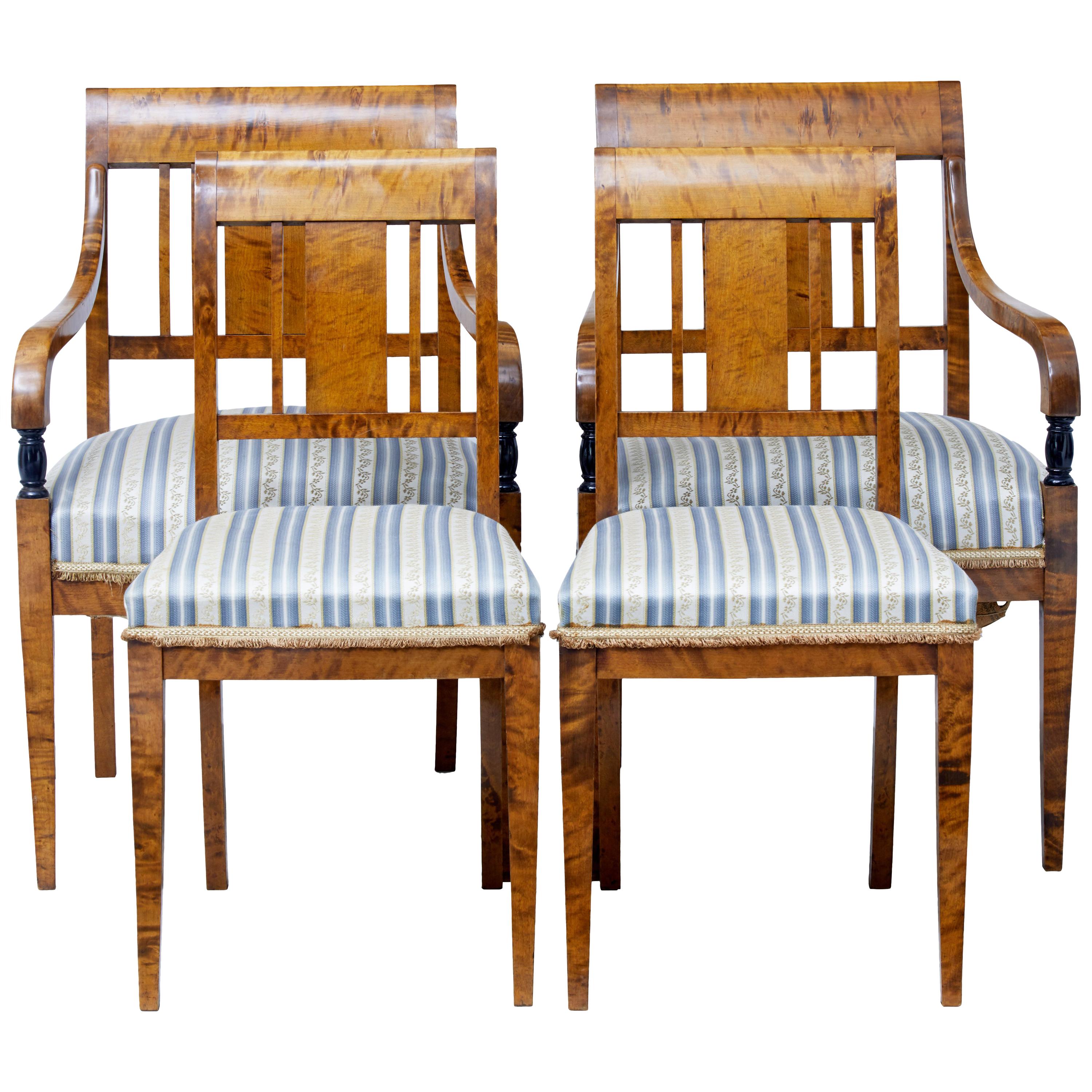 Small Set of Four Early 20th Century Birch Dining Chairs