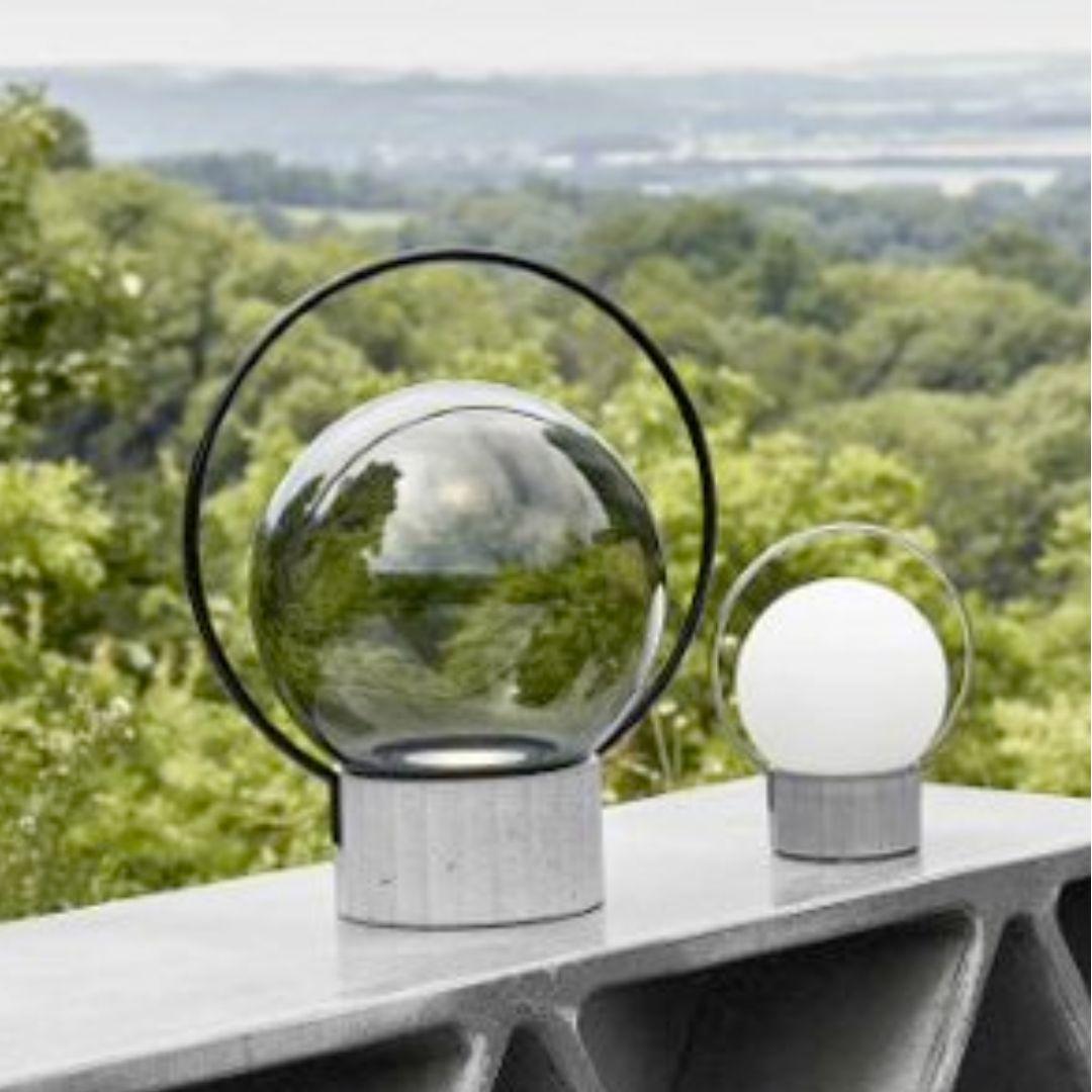 Concrete Small 'Sfera' Handblown Grey Glass Rechargeable Table Lamp for Brokis For Sale