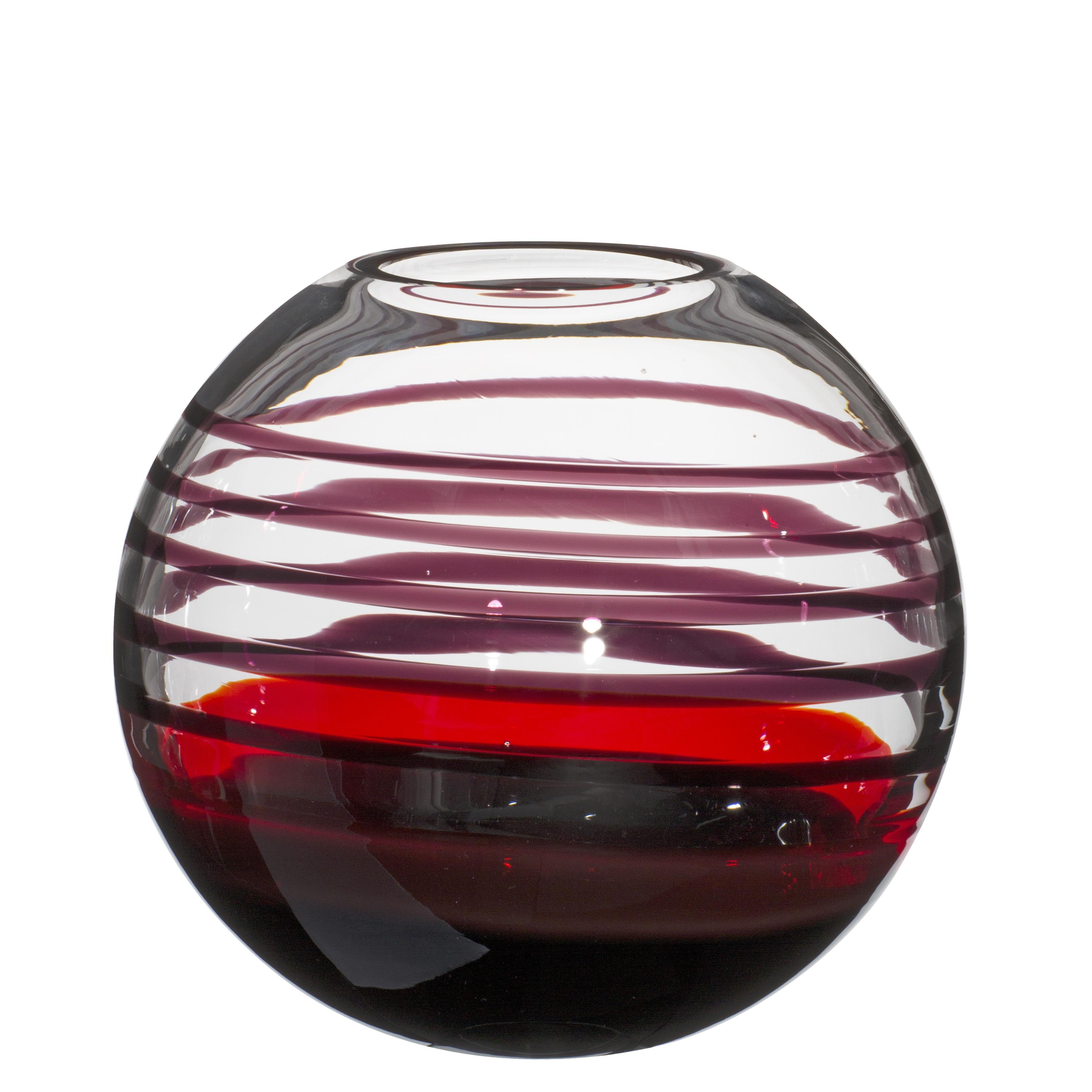 Kleine Sfera-Vase in Schwarz und Rot von Carlo Moretti im Angebot