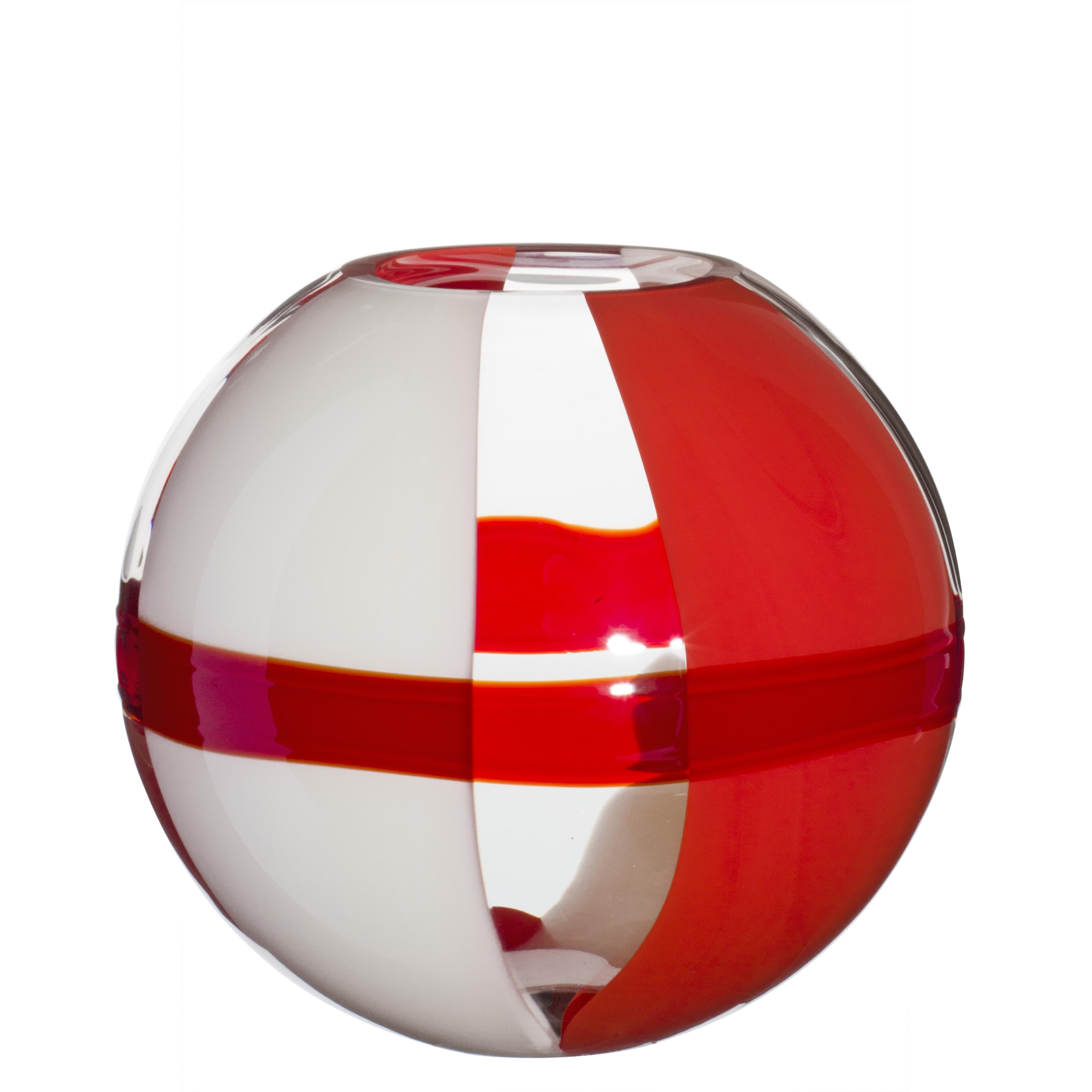 Small Sfera Vase in Orange, Red and Ivory by Carlo Moretti For Sale