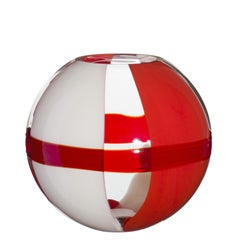 Petit vase Sfera orange, rouge et ivoire par Carlo Moretti