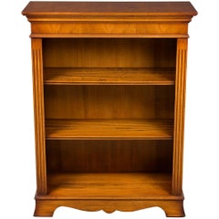 Vintage Small Short Open Yew Wood Adjustable Bookcase Bookshelf