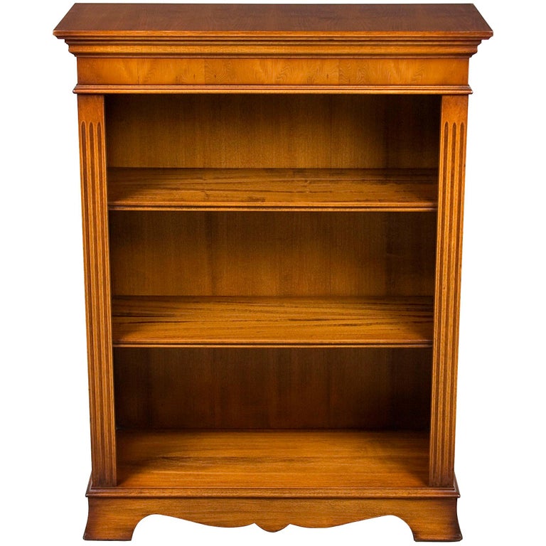 Small Short Open Yew Wood Adjustable Bookcase Bookshelf at 1stDibs