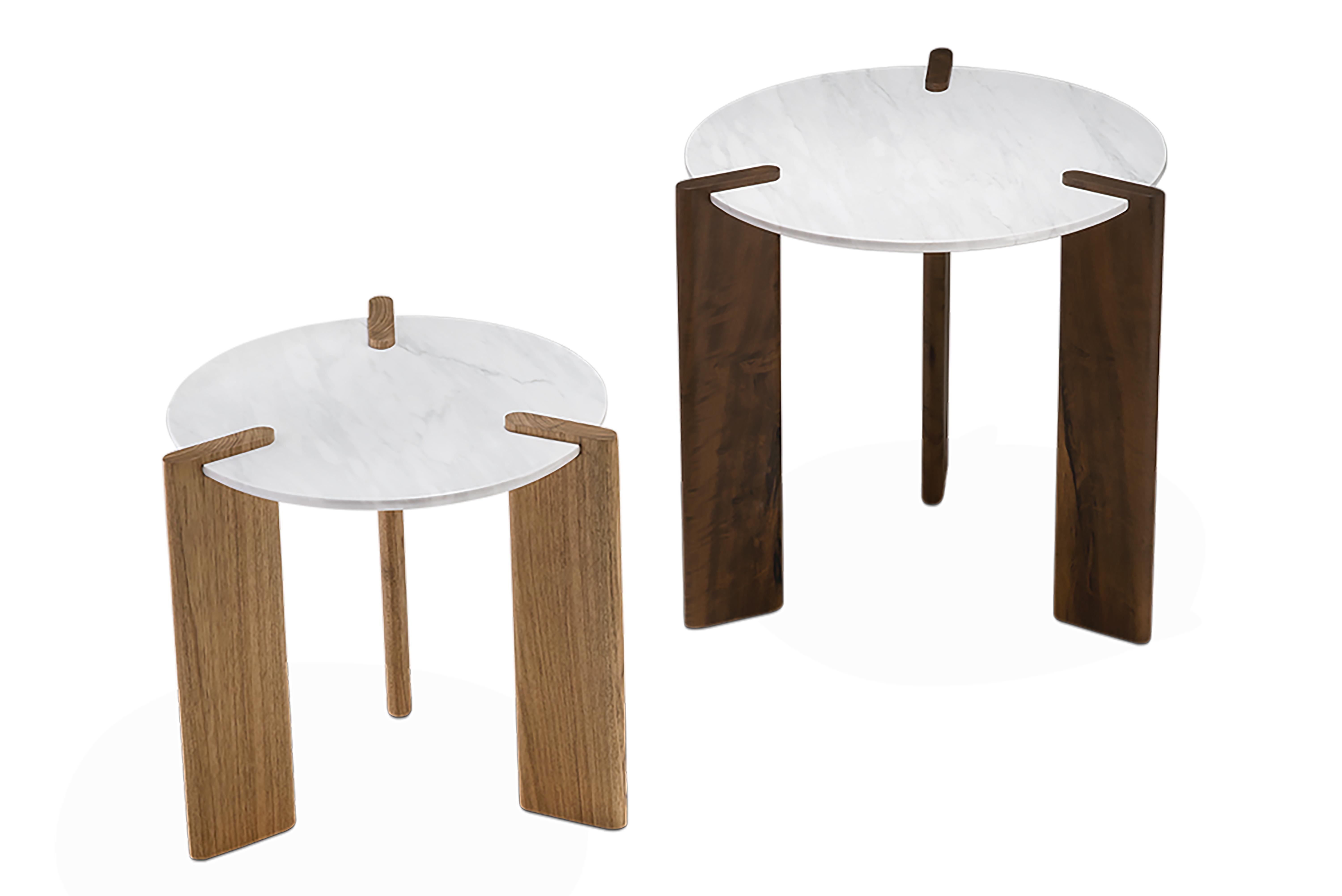 Small Side Table by Juliana Vasconcellos in Brazilian Solid Wood and Carrara 1