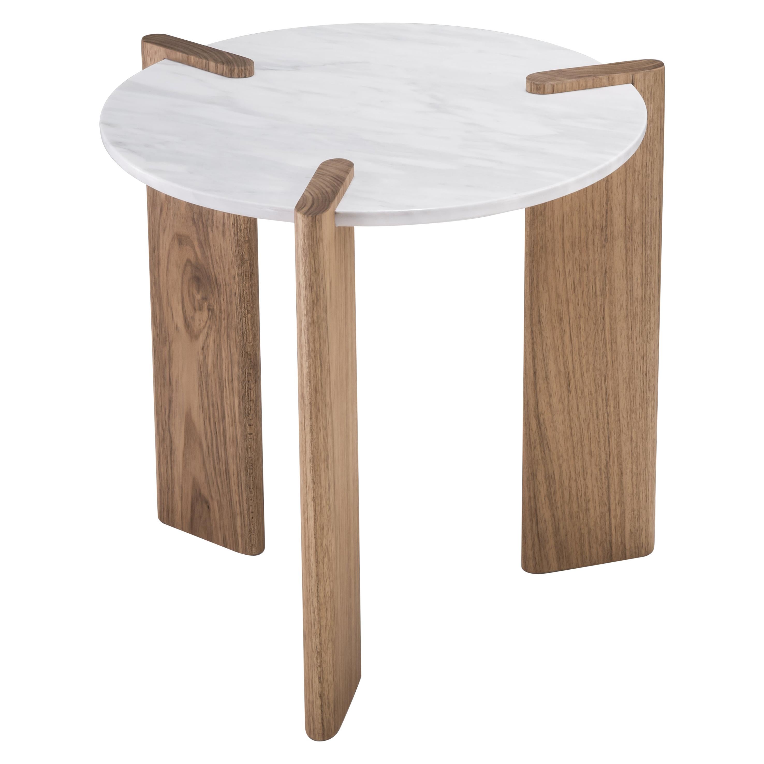 Small Side Table by Juliana Vasconcellos in Brazilian Solid Wood and Carrara
