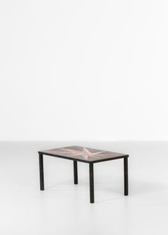 Small Side Table Enamelled Lava Stone Jean Jaffeux Style