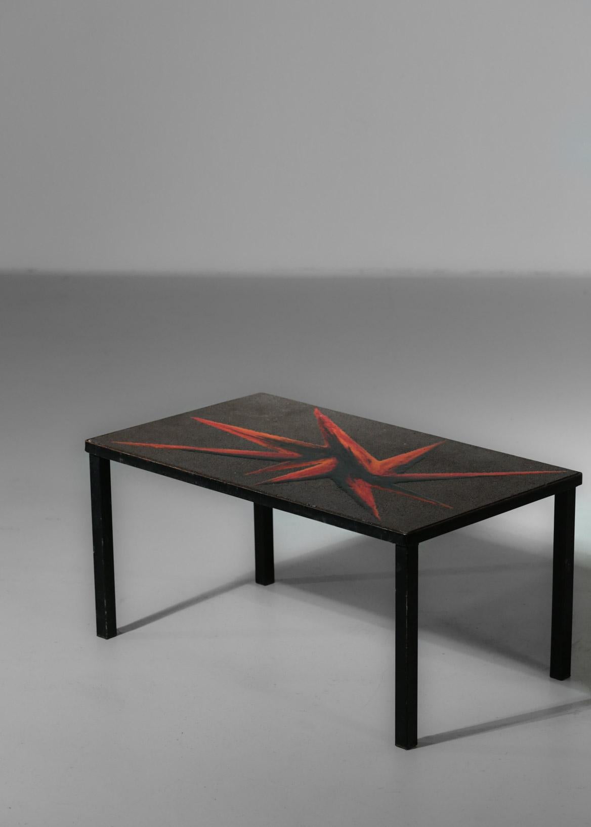 table basse pierre de lave emaillee
