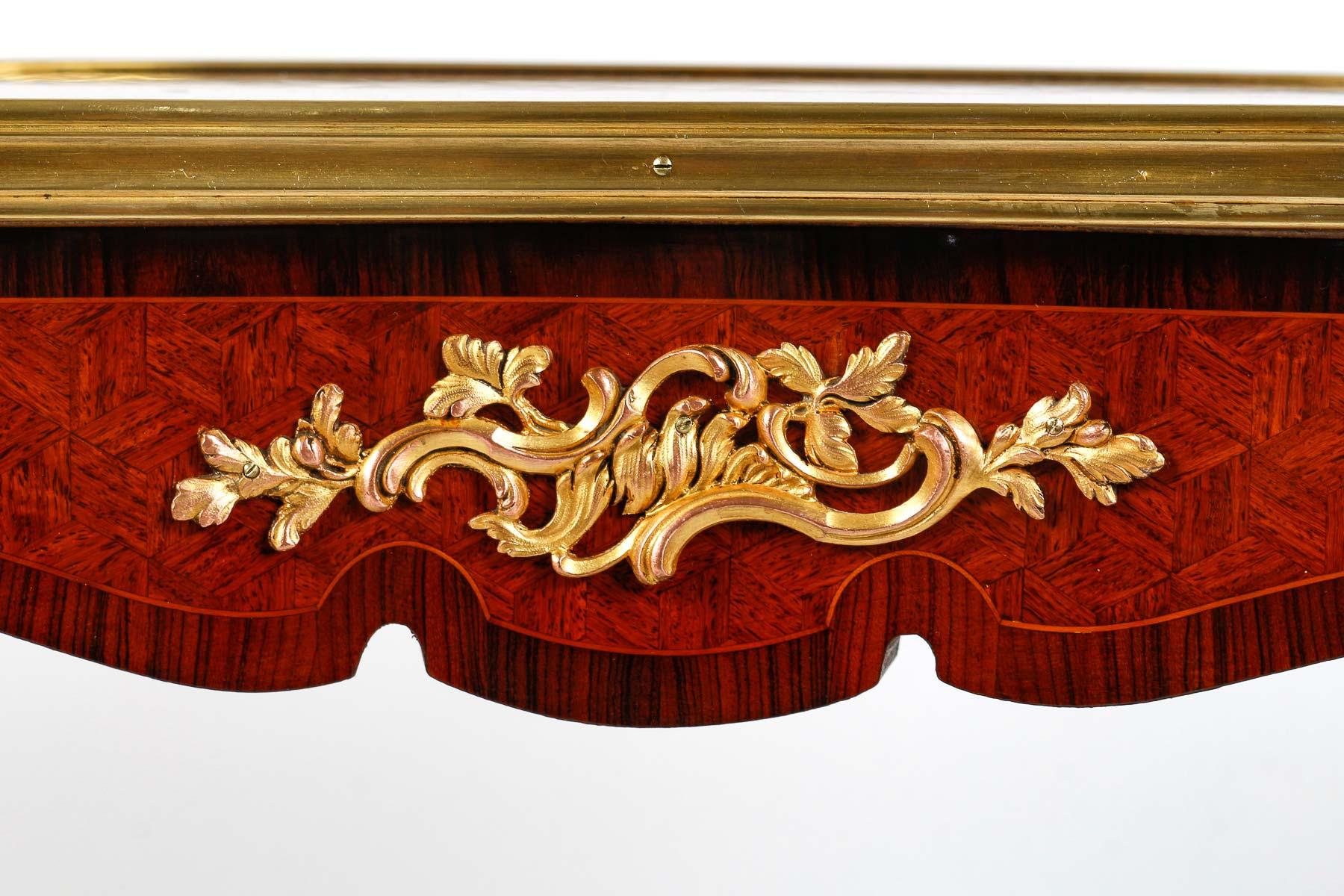 Marquetry Small Side Table, End of Sofa, Louis XV Style, 19th Century. For Sale