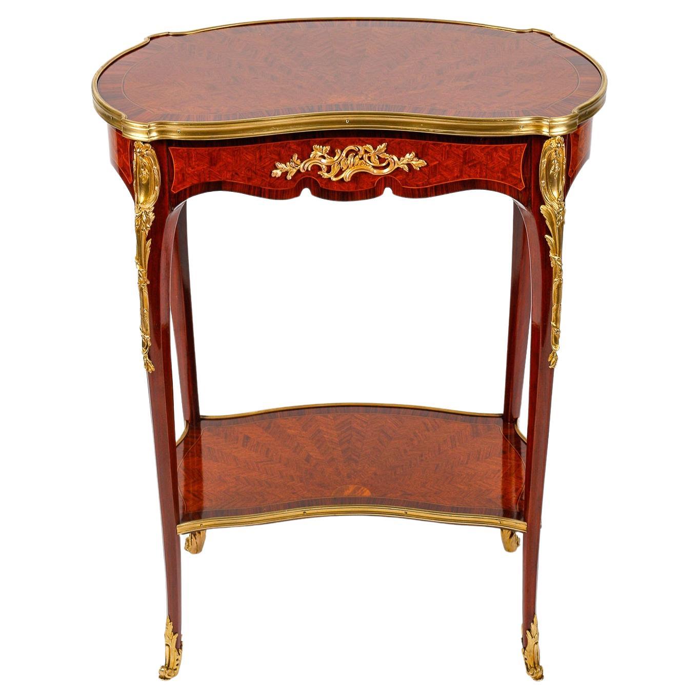 Small Side Table, End of Sofa, Louis XV Style, 19th Century.