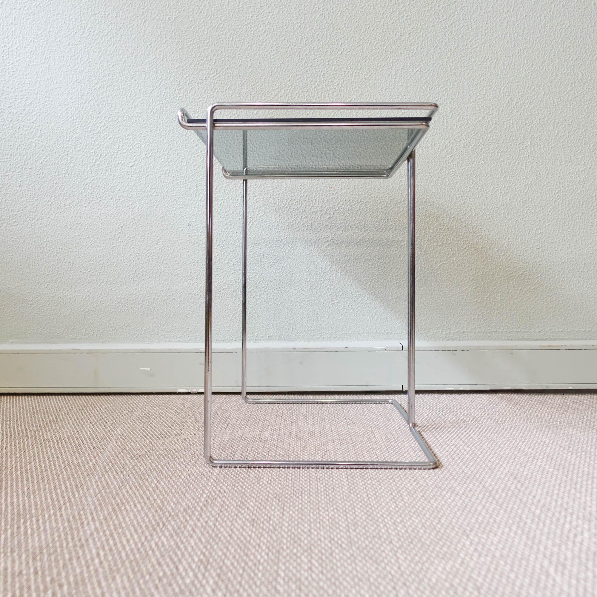 Small Side Table in Chromed Metal and Smoked Glass, 1970's 5