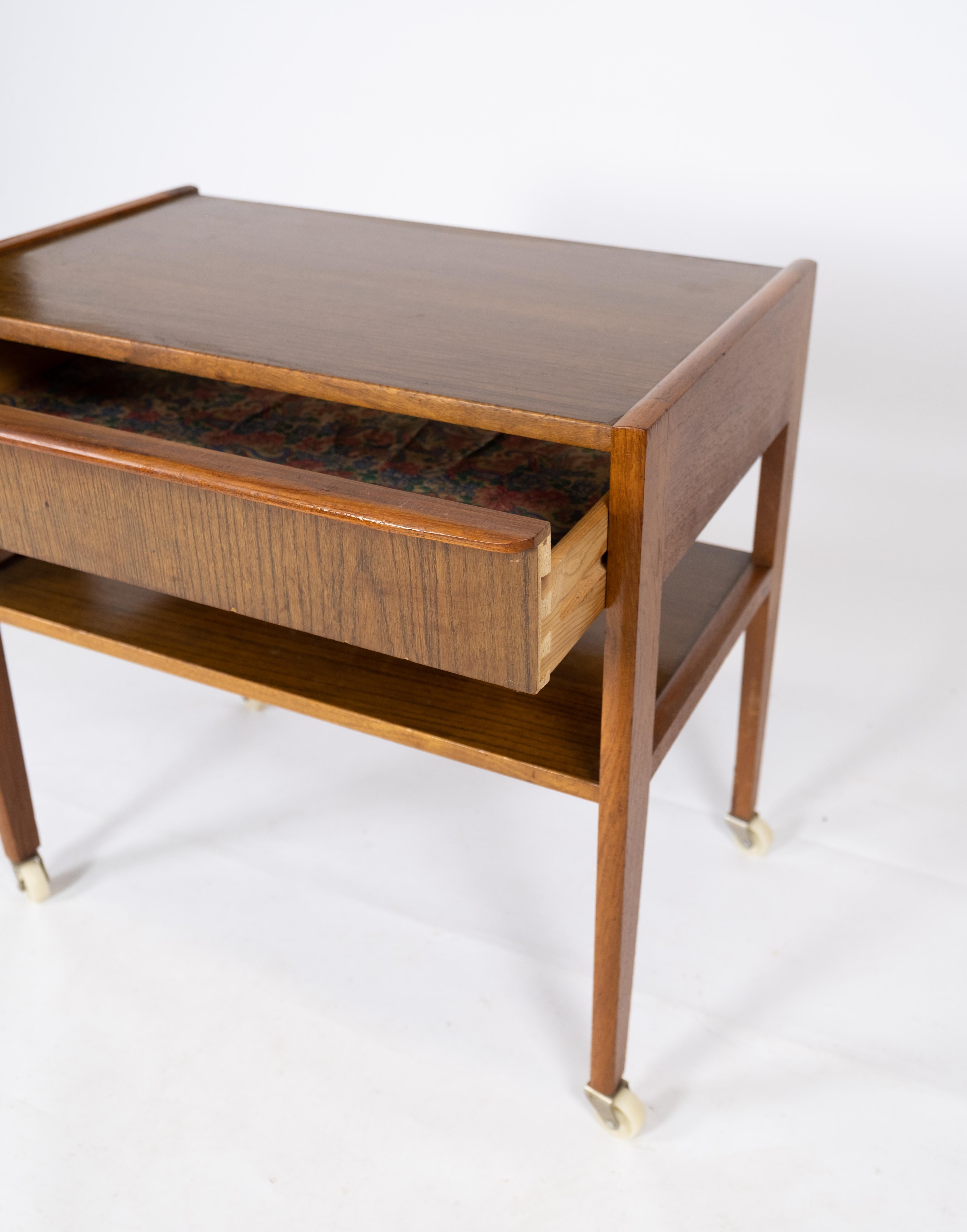 Mid-Century Modern Small Side Table With Drawer Made In Teak, Danish Design From 1960s For Sale