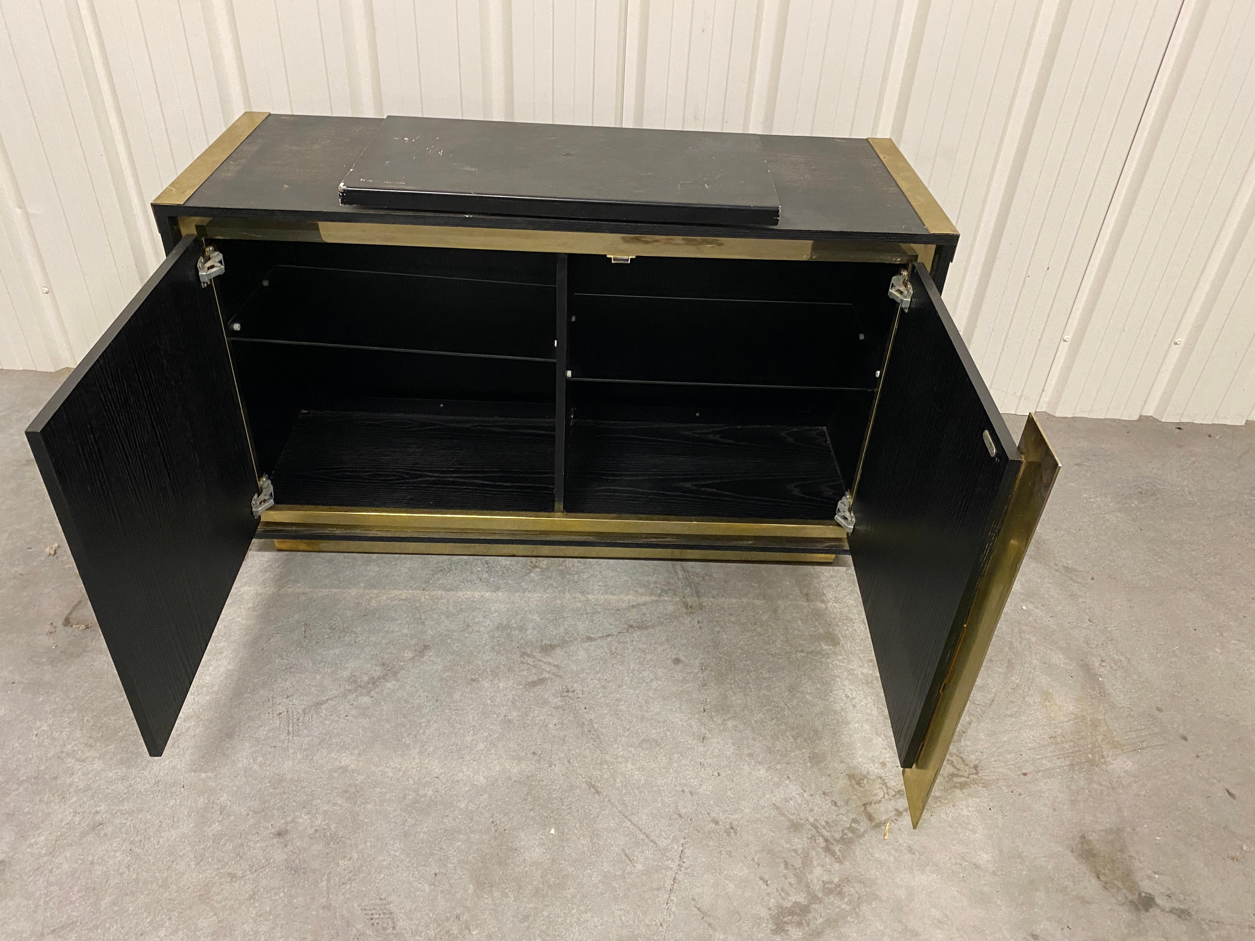 Small sideboard in blackened oak and brass circa 1970  For Sale 2
