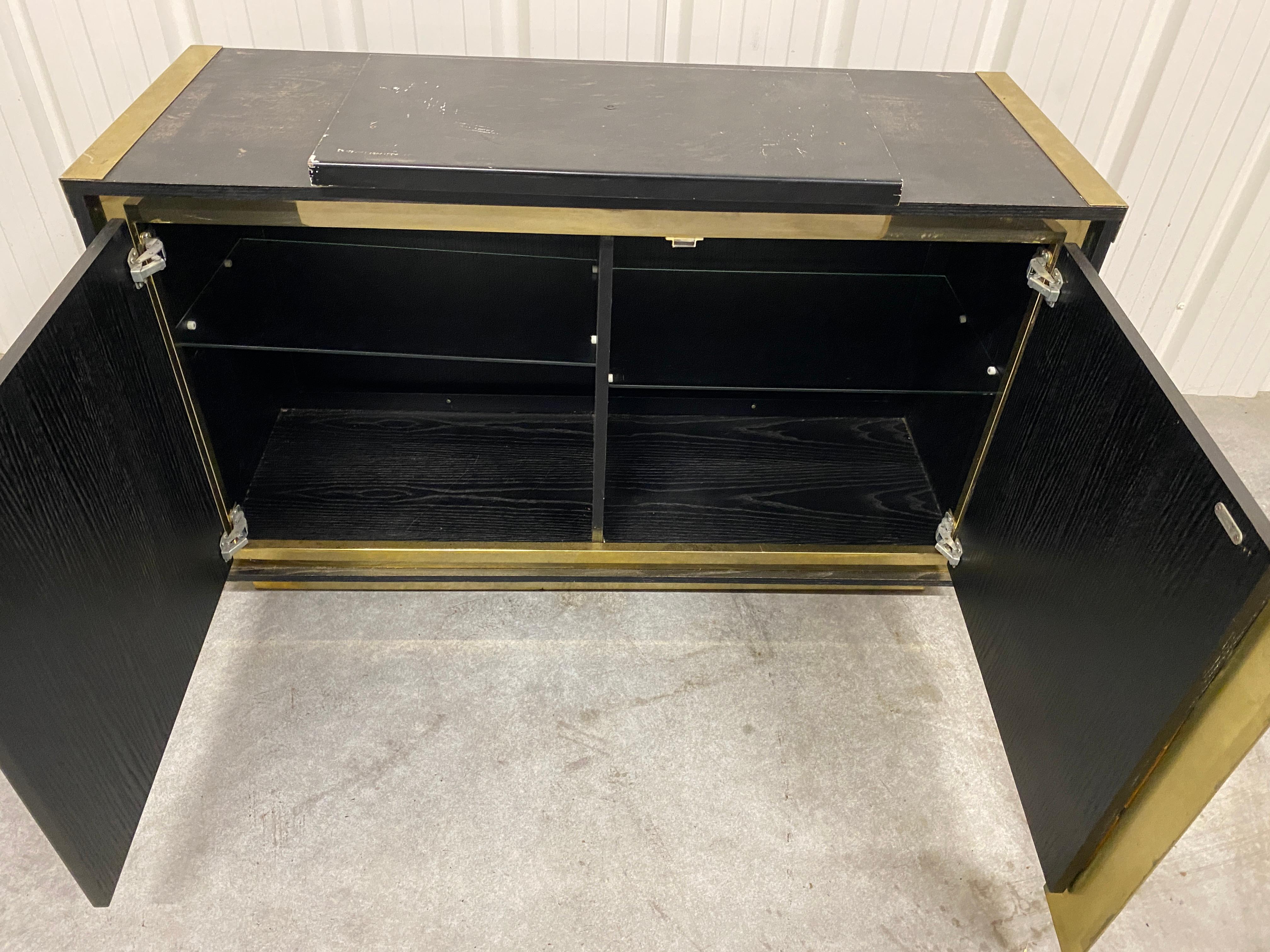 Small sideboard in blackened oak and brass circa 1970  For Sale 3